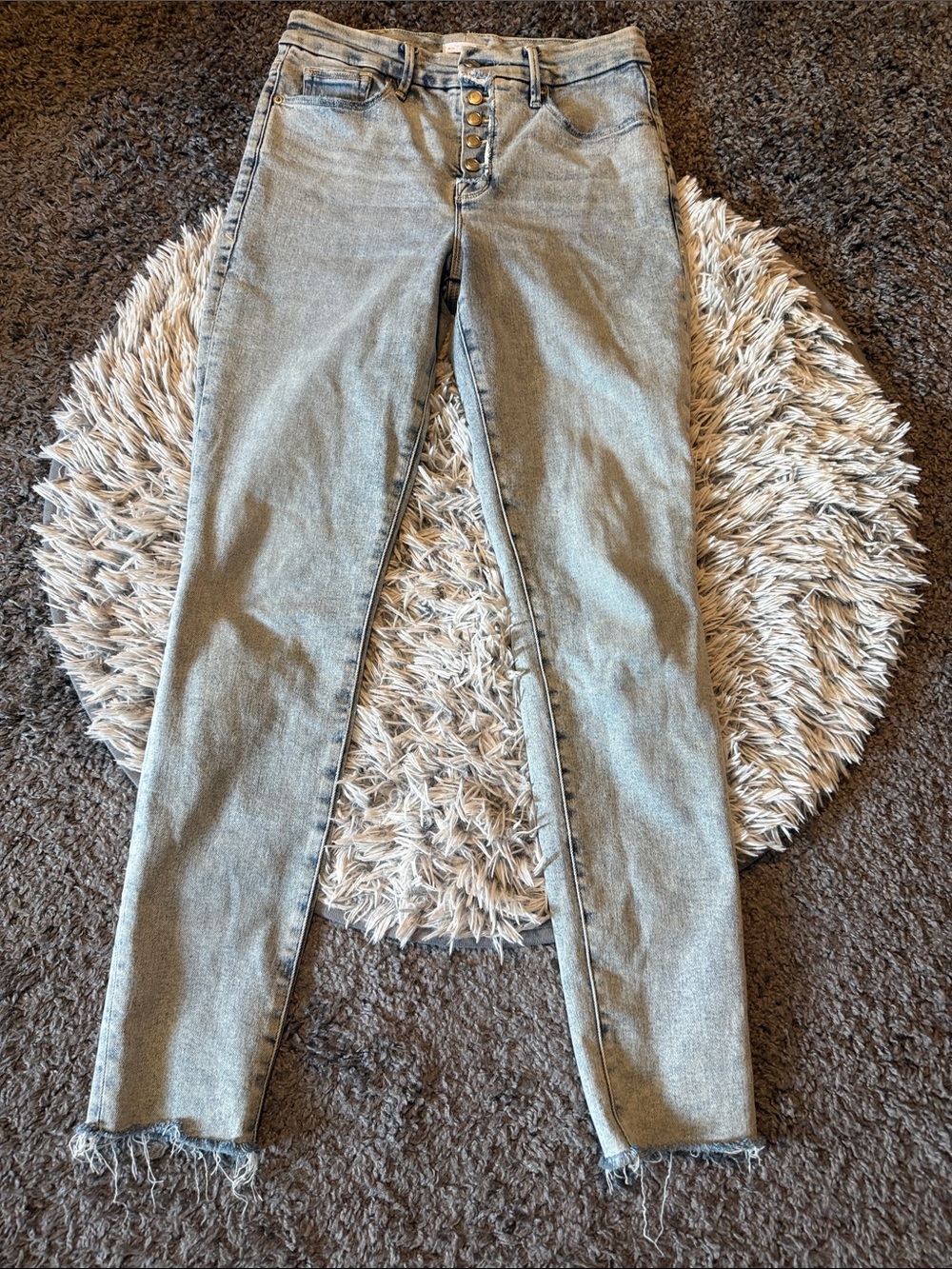 Good American Light Blue  High-Rise Button-Fly Skinny Jeans Size 8